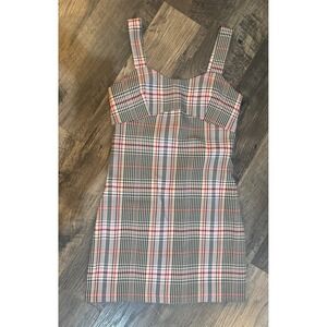 GB Plaid Mini Dress‎ Sleeveless Casual Party Fitted Dress Black Red Size S NWOT